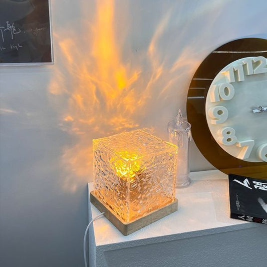 Dynamic Rotating Water Ripple Night Light Crystal Lamp