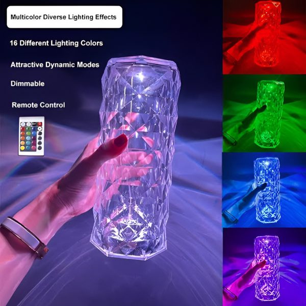Diamond Rose Crystal Lamp