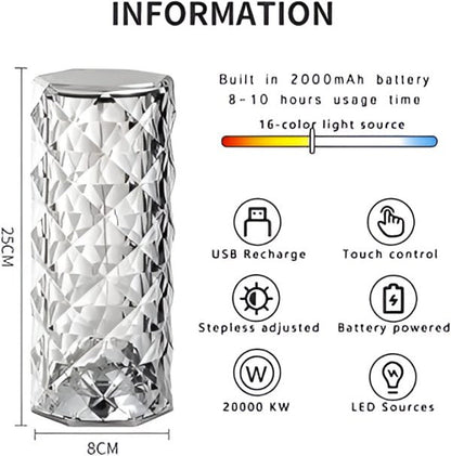 Diamond Rose Crystal Lamp