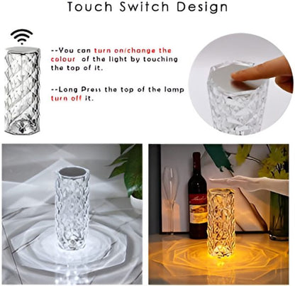 Diamond Rose Crystal Lamp