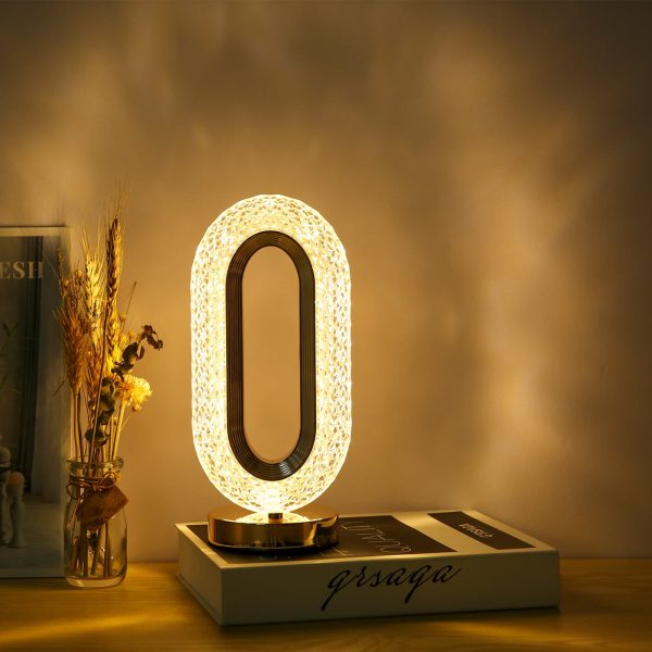 Rechargeable Luxury Oval Shaped Crystal Lamp